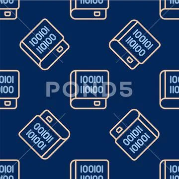 Line Books about programming icon isolated seamless pattern on blue background 스톡 일러스트
