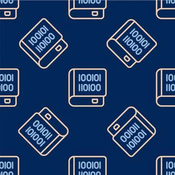 Line Books about programming icon isolated seamless pattern on blue background Stock Illustration