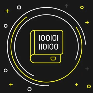 Line Books about programming icon isolated on black background. Programming Stock Illustration