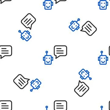Line Bot icon isolated seamless pattern on white background. Robot icon Illustrazione stock
