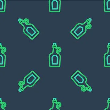 Line Bottle of maple syrup icon isolated seamless pattern on blue background Illustrazione stock