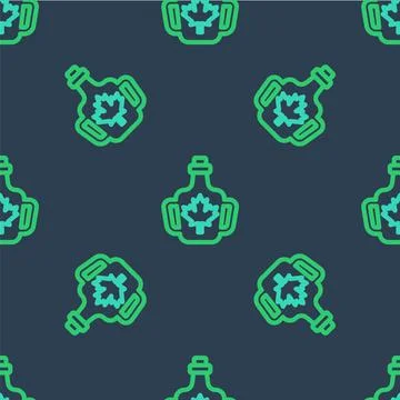 Line Bottle of maple syrup icon isolated seamless pattern on blue background イラスト素材