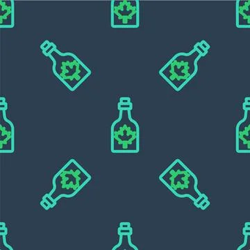 Line Bottle of maple syrup icon isolated seamless pattern on blue background 스톡 일러스트