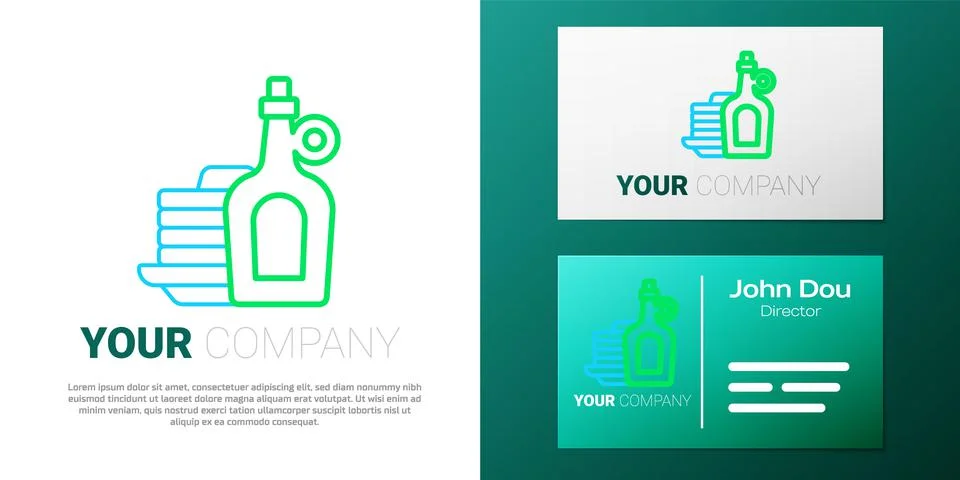 Line Bottle of maple syrup with stack of pancakes icon isolated on white Stock Illustration