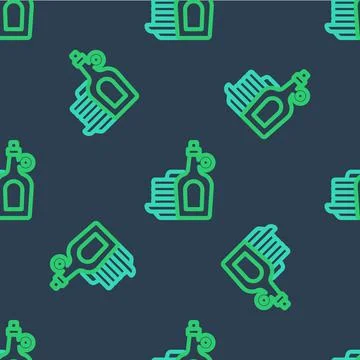 Line Bottle of maple syrup with stack of pancakes icon isolated seamless pattern Illustrazione stock