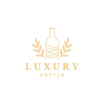 Line bottle with olive oil leaf logo design, vector graphic symbol icon ill.. Stock Illustration