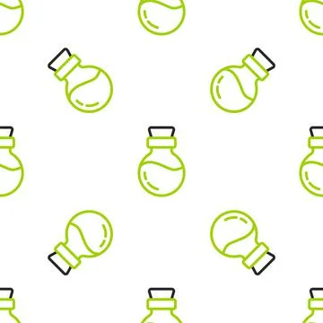 Line Bottle with potion icon isolated seamless pattern on white background Stock Illustration