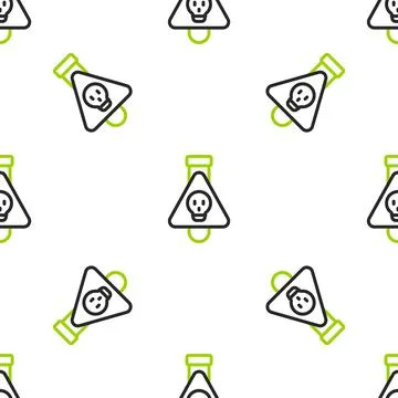 Line Bottle with potion icon isolated seamless pattern on white background Stock Illustration
