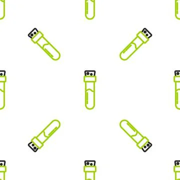 Line Bottle with potion icon isolated seamless pattern on white background Stock Illustration