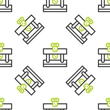 Line Bottle with potion icon isolated seamless pattern on white background... Stock Illustration