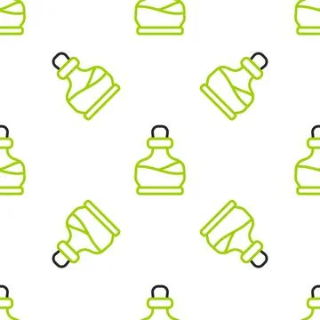 Line Bottle with potion icon isolated seamless pattern on white background... Stock Illustration