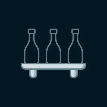 Line Bottle of wine icon isolated on black background. Wine varieties. Flat.. Stock Illustration