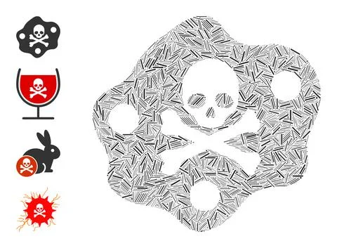 Line Botulinum Toxin Icon Vector Collage Stock Illustration