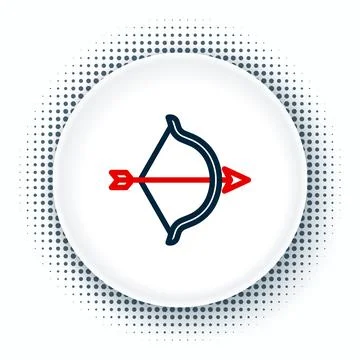 Line Bow and arrow icon isolated on white background. Cupid symbol. Love sign Stock Illustration