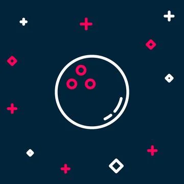 Line Bowling ball icon isolated on blue background. Sport equipment. Colorf.. Stock Illustration
