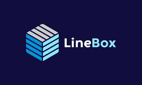 Line box logo vector 3 dimensional minimalist design square architecture bu.. Illustrazione stock