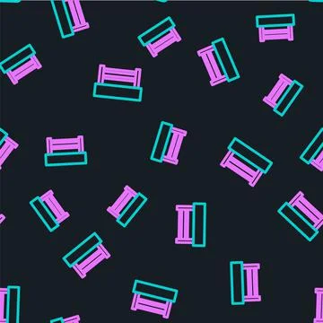 Line Boxing ring icon isolated seamless pattern on black background. Vector Stock Illustration