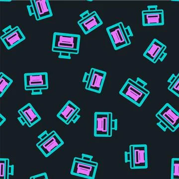 Line Boxing ring show at television screen monitor icon isolated seamless p.. Stock Illustration