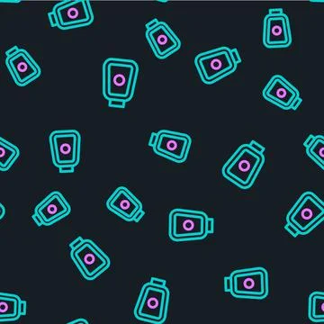 Line Boxing training paws icon isolated seamless pattern on black backgroun.. 스톡 일러스트