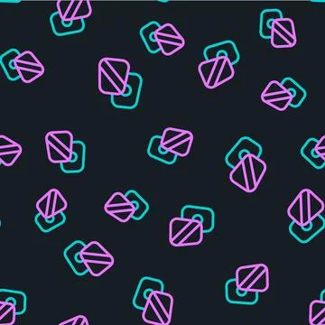 Line Boxing training paws icon isolated seamless pattern on black backgroun.. Stock Illustration