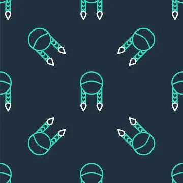 Line Braid icon isolated seamless pattern on black background. Vector Stock Illustration