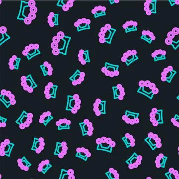 Line Brass knuckles icon isolated seamless pattern on black background. Vector Stock Illustration