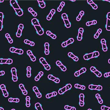 Line Brass knuckles icon isolated seamless pattern on black background. Vector Stock Illustration