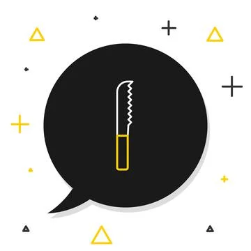 Line Bread knife icon isolated on white background. Cutlery symbol. Colorful 스톡 일러스트
