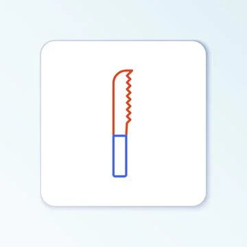 Line Bread knife icon isolated on white background. Cutlery symbol. Colorful  Stock Illustration