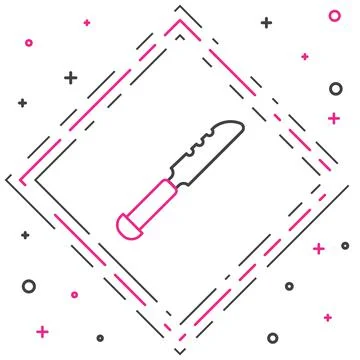 Line Bread knife icon isolated on white background. Cutlery symbol. Colorful Stock Illustration