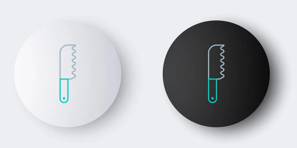 Line Bread knife icon isolated on grey background. Cutlery symbol. Colorful 스톡 일러스트