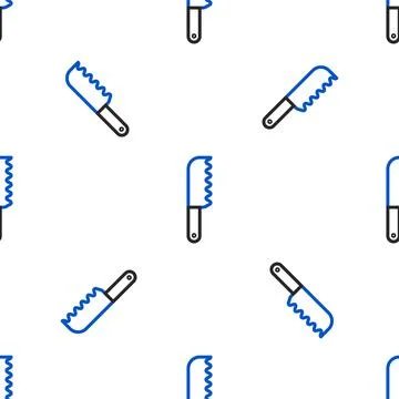 Line Bread knife icon isolated seamless pattern on white background. Cutlery Stock Illustration