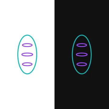 Line Bread loaf icon isolated on white and black background. Colorful outline Illustrazione stock