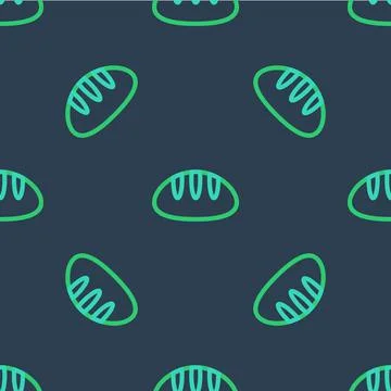 Line Bread loaf icon isolated seamless pattern on blue background. Vector 스톡 일러스트
