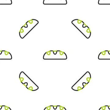 Line Bread loaf icon isolated seamless pattern on white background. Vector Illustrazione stock