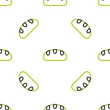 Line Bread loaf icon isolated seamless pattern on white background. Vector 스톡 일러스트