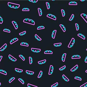 Line Bread loaf icon isolated seamless pattern on black background. Vector 스톡 일러스트