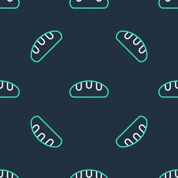 Line Bread loaf icon isolated seamless pattern on black background. Vector Stock Illustration