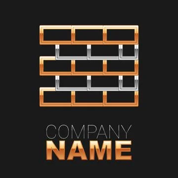 Line Bricks icon isolated on black background. Colorful outline concept. Vector Stock Illustration