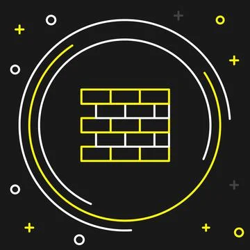 Line Bricks icon isolated on black background. Colorful outline concept. Vect Stock Illustration