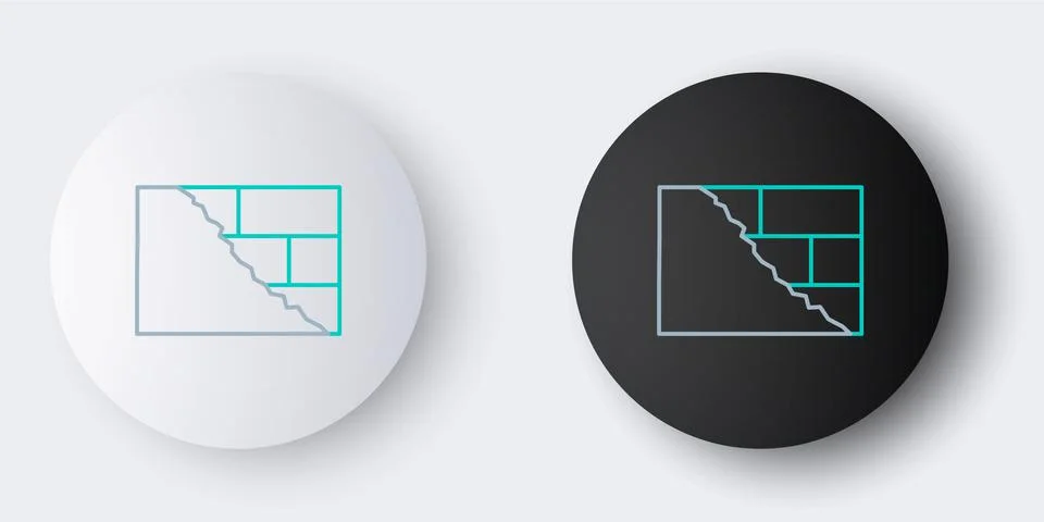 Line Bricks icon isolated on grey background. Colorful outline concept. Vector Illustrazione stock
