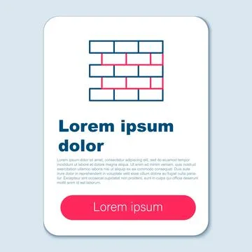 Line Bricks icon isolated on grey background. Colorful outline concept. Vector Stock Illustration