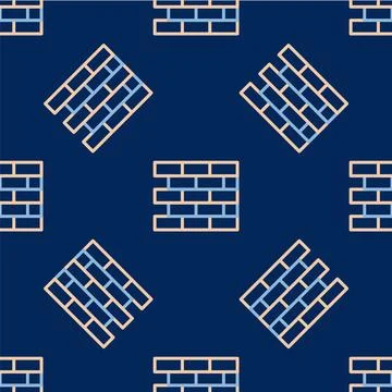 Line Bricks icon isolated seamless pattern on blue background. Vector 스톡 일러스트