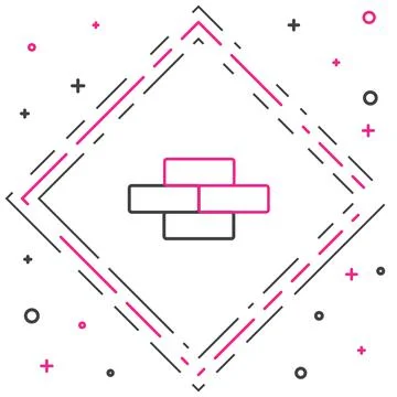 Line Bricks icon isolated on white background. Colorful outline concept. Vector Stock Illustration