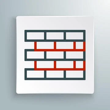 Line Bricks icon isolated on white background. Colorful outline concept. Vector Stock Illustration
