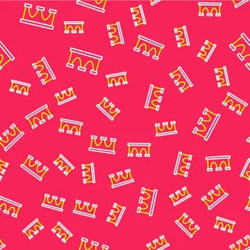 Line Bridge for train icon isolated seamless pattern on red background. Vector Illustrazione stock