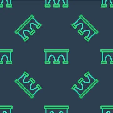 Line Bridge for train icon isolated seamless pattern on blue background. Vector 库存插图