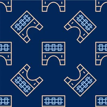 Line Bridge for train icon isolated seamless pattern on blue background. Vector Illustrazione stock