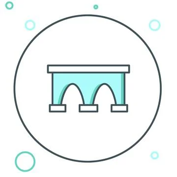 Line Bridge for train icon isolated on white background. Colorful outline c.. 스톡 일러스트