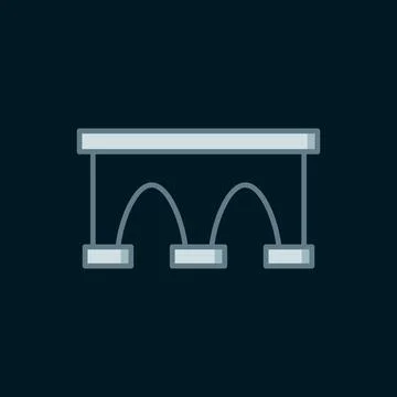 Line Bridge for train icon isolated on black background. Flat filled outlin.. 스톡 일러스트